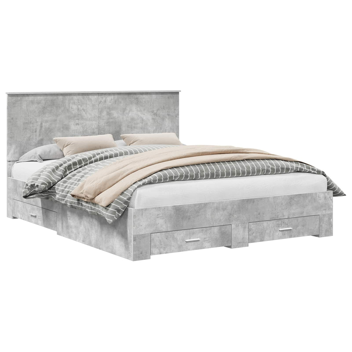vidaXL Bed Frame Concrete Grey 160 x 200 cm Engineered Wood 2
