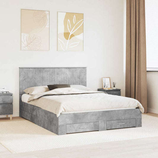 vidaXL Bed Frame Concrete Grey 150 x 200 cm Engineered Wood 1