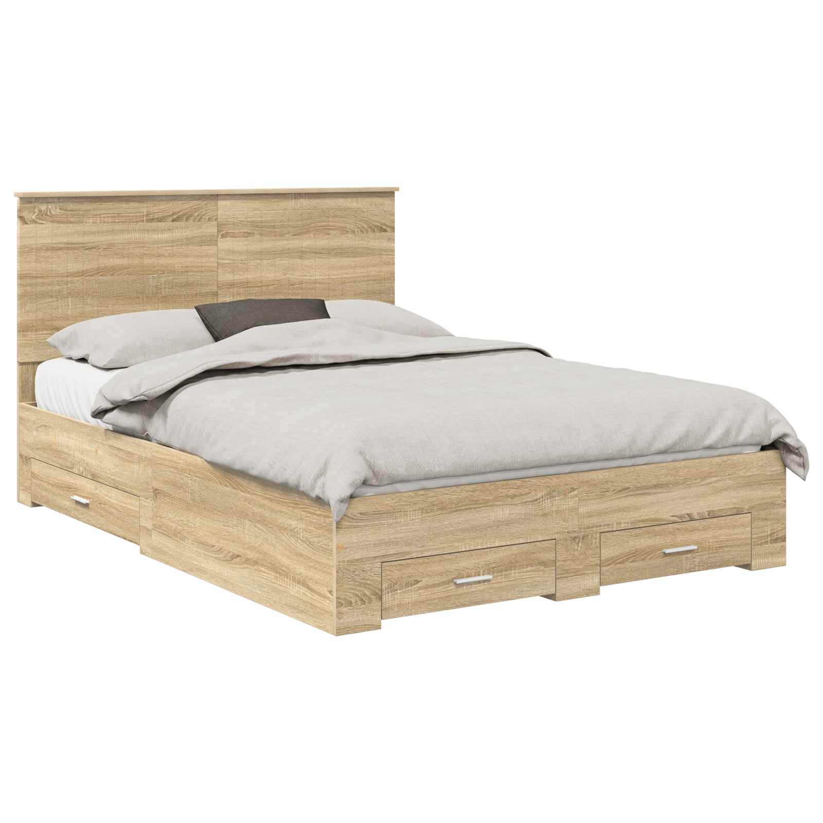 vidaXL Bed Frame with Drawer Sonoma Oak 140 x 190 cm Engineered Wood 2