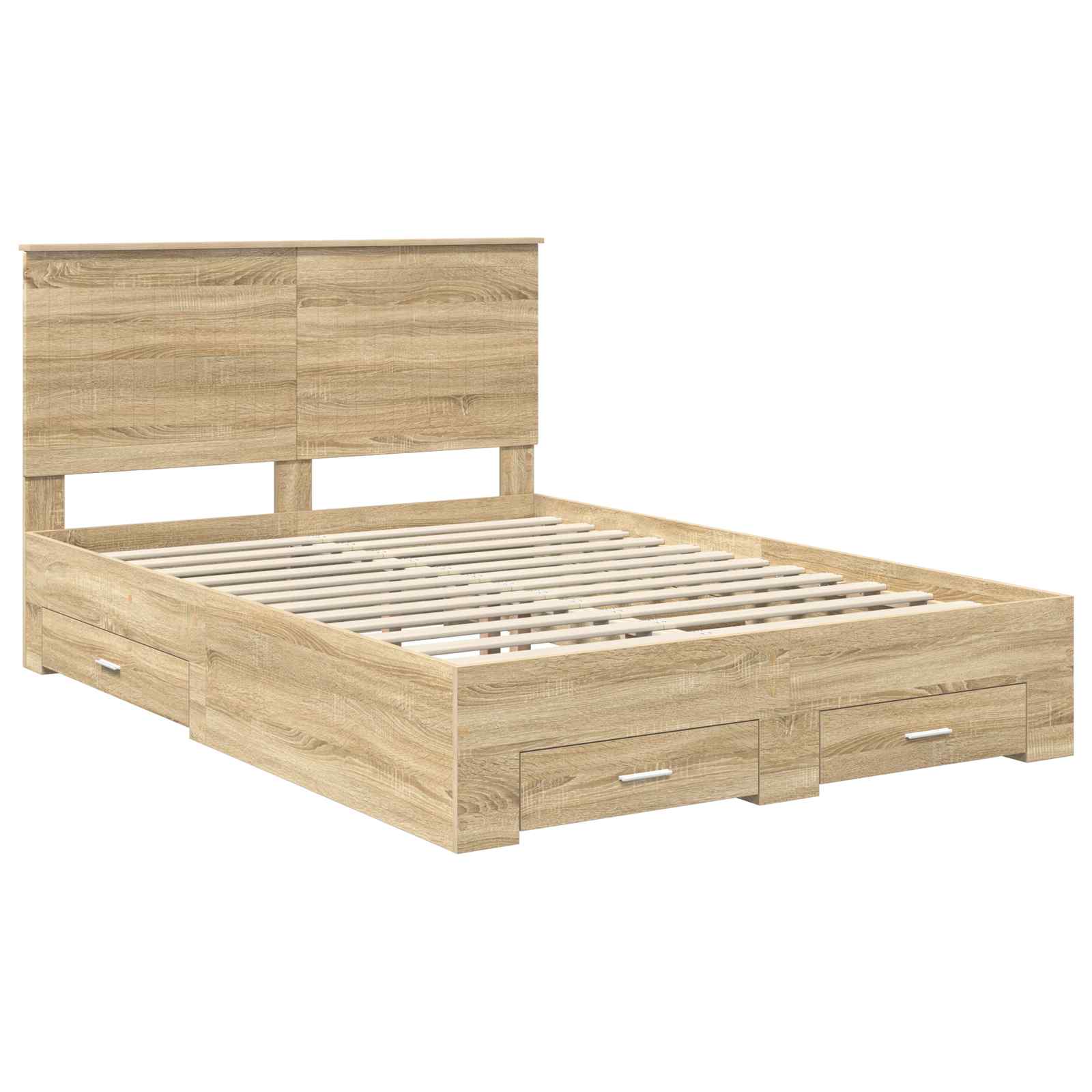 vidaXL Bed Frame with Drawer Sonoma Oak 140 x 190 cm Engineered Wood 4