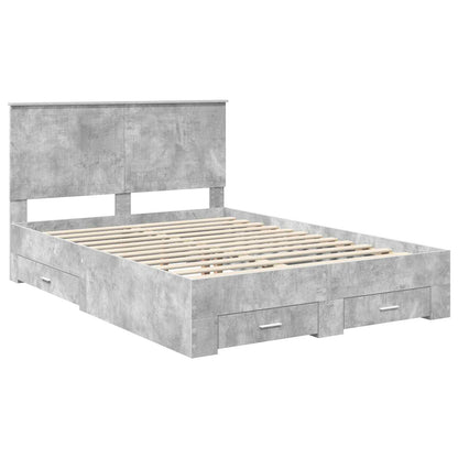 vidaXL Bed Frame Concrete Grey 140 x 190 cm Engineered Wood 4