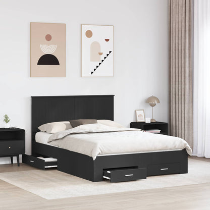 vidaXL Bed Frame with Drawer Black 135 x 190 cm Engineered Wood 3