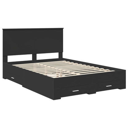 vidaXL Bed Frame with Drawer Black 135 x 190 cm Engineered Wood 4
