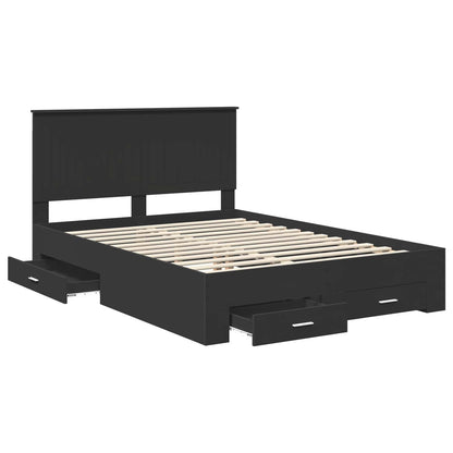 vidaXL Bed Frame with Drawer Black 135 x 190 cm Engineered Wood 5