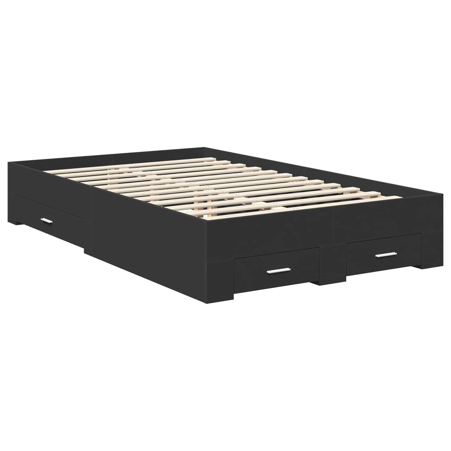 vidaXL Bed Frame with Drawer Black 135 x 190 cm Engineered Wood 6