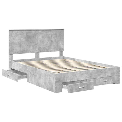 vidaXL Bed Frame Concrete Grey 135 x 190 cm Engineered Wood 5