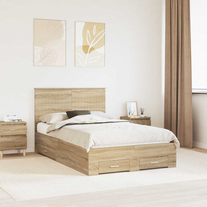 vidaXL Bed Frame with Drawer Sonoma Oak 120 x 200 cm Engineered Wood 1
