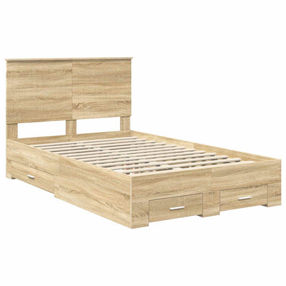 vidaXL Bed Frame with Drawer Sonoma Oak 120 x 200 cm Engineered Wood 4