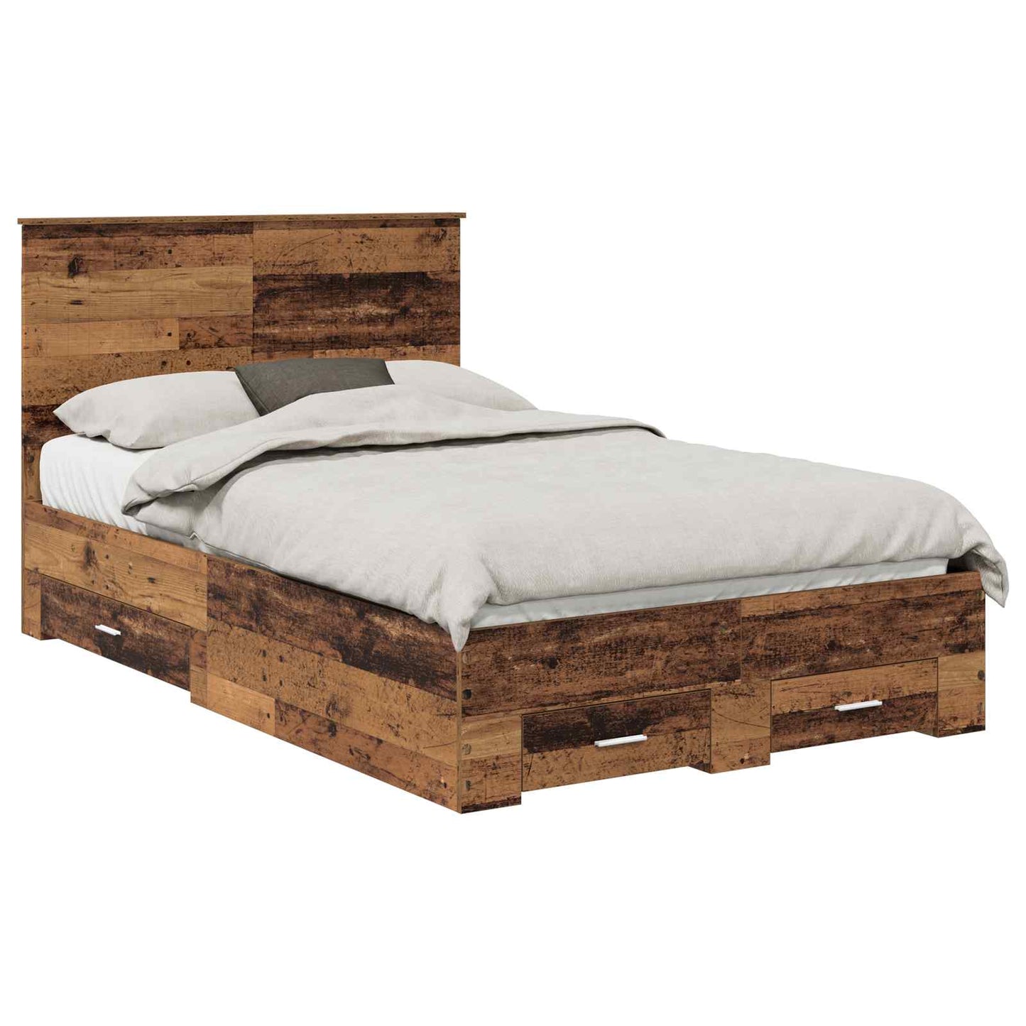 vidaXL Bed Frame with Drawer Old Wood 120 x 190 cm Engineered Wood 2