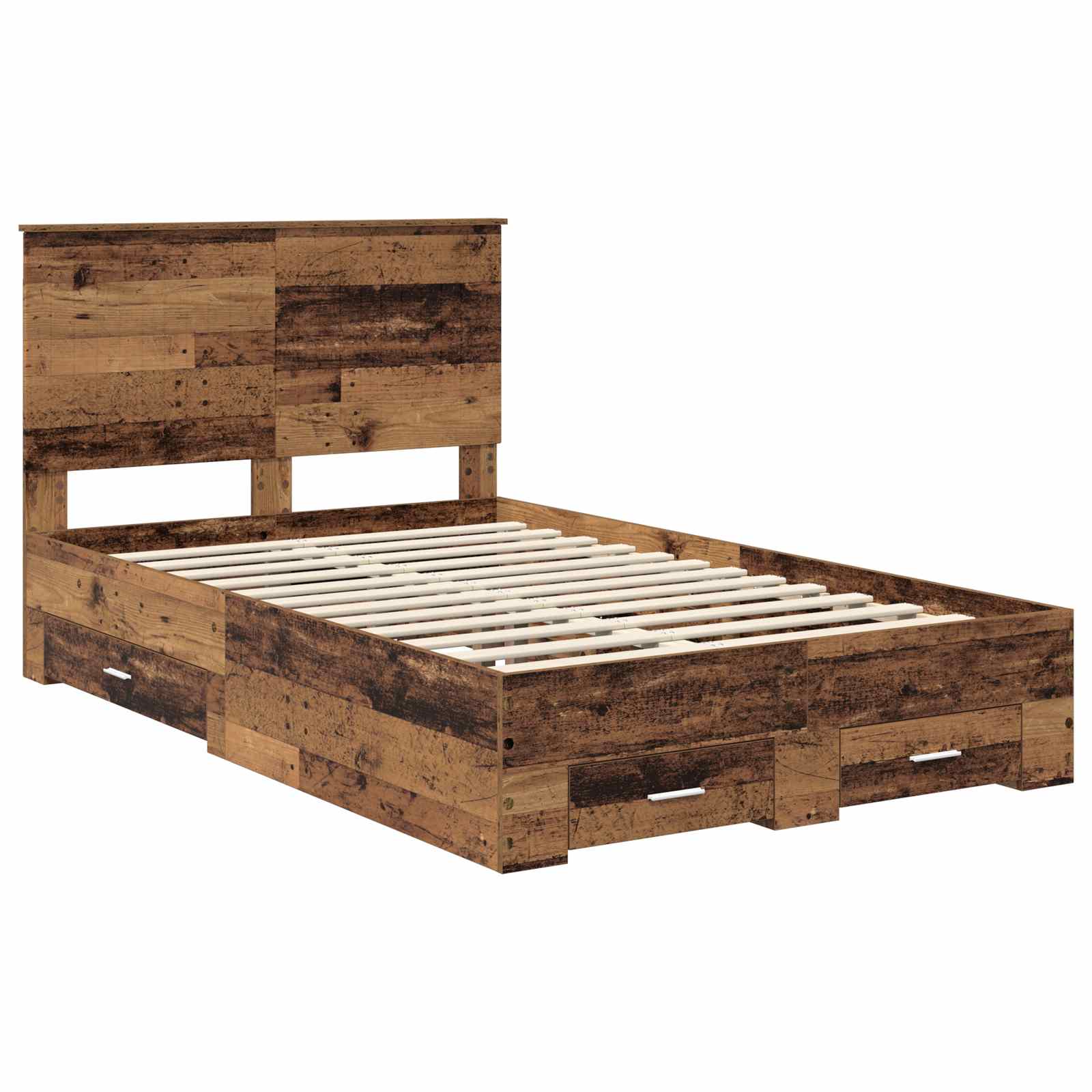 vidaXL Bed Frame with Drawer Old Wood 120 x 190 cm Engineered Wood 4