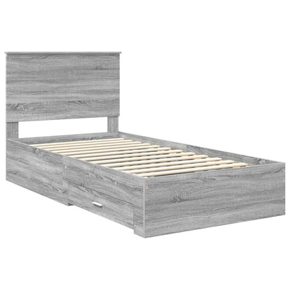 vidaXL Bed Frame with Drawer Grey Sonoma 100 x 200 cm Engineered Wood 4