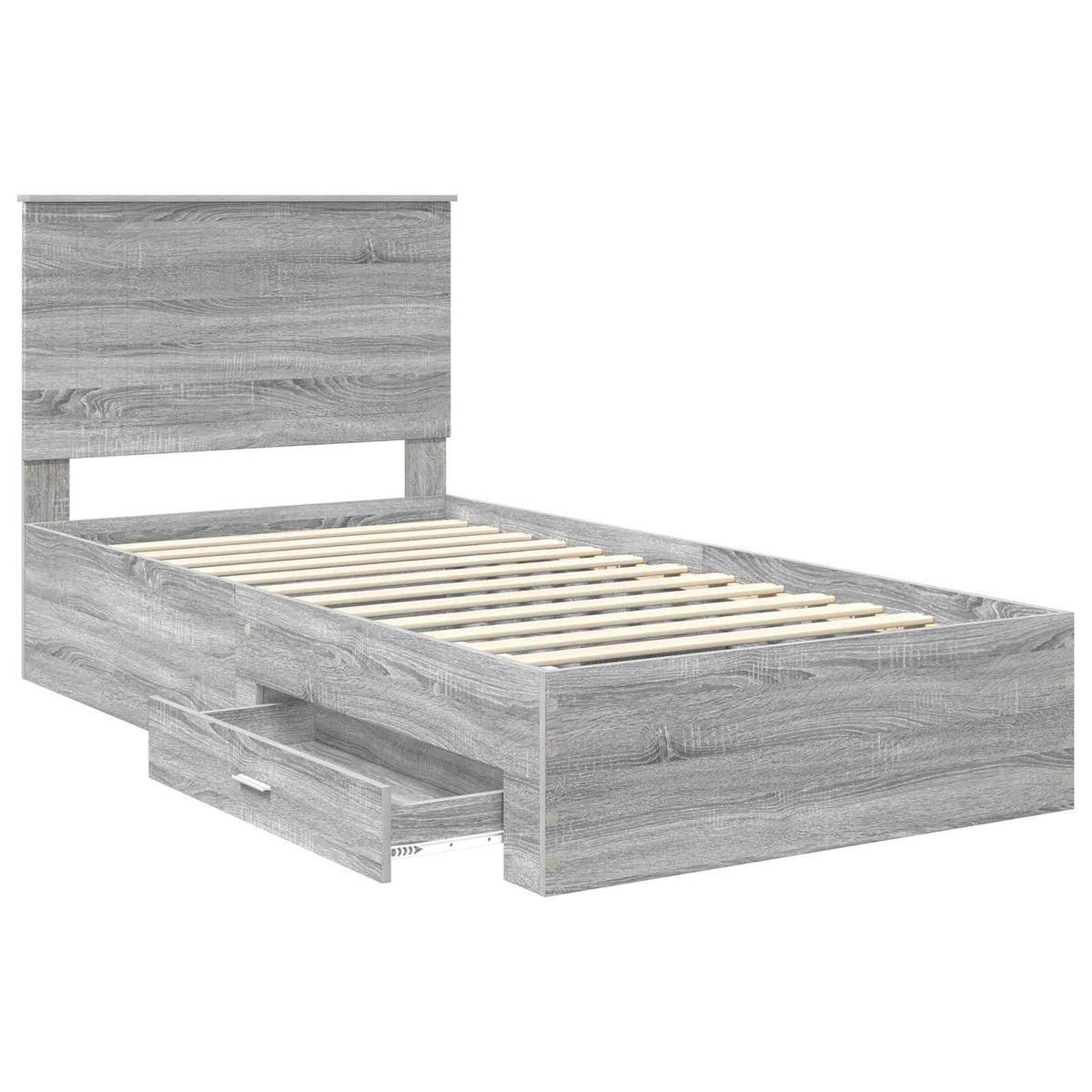vidaXL Bed Frame with Drawer Grey Sonoma 100 x 200 cm Engineered Wood 5