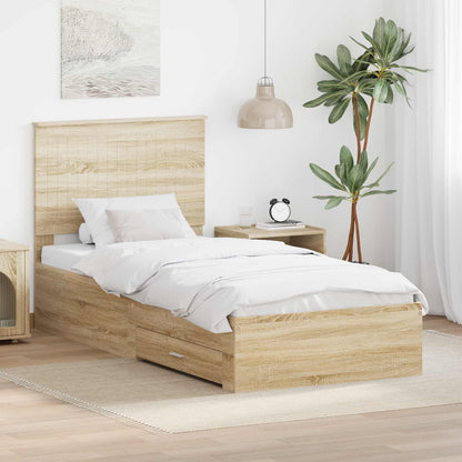 Bed Frame with Drawer Engineered Wood Length 200 cm Sonoma Oak 90 cm