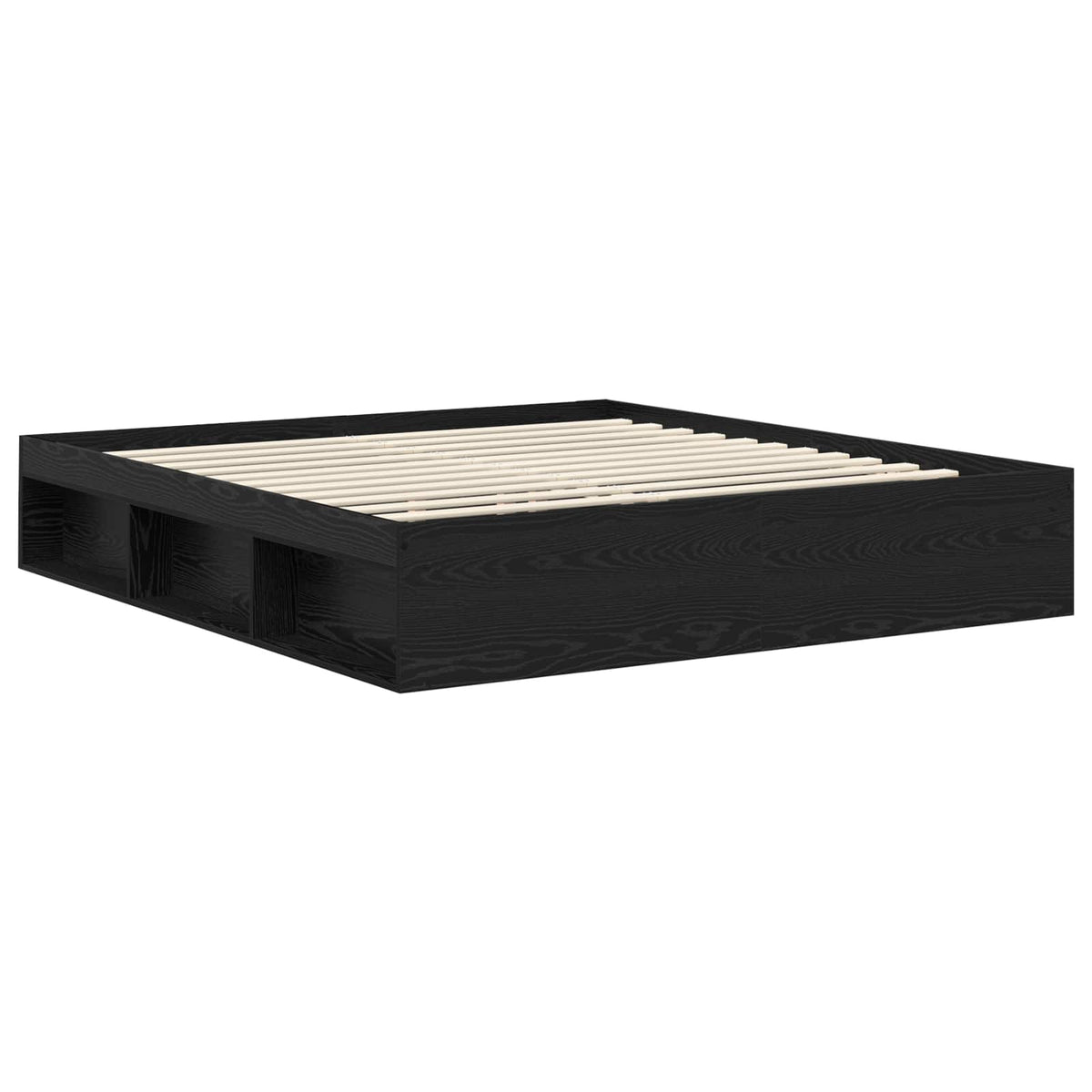 vidaXL Bed Frame with Headboard Black 200 x 200 cm Solid Pine Wood 5