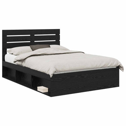 vidaXL Bed Frame with Headboard Black 160 x 200 cm Solid Pine Wood 2