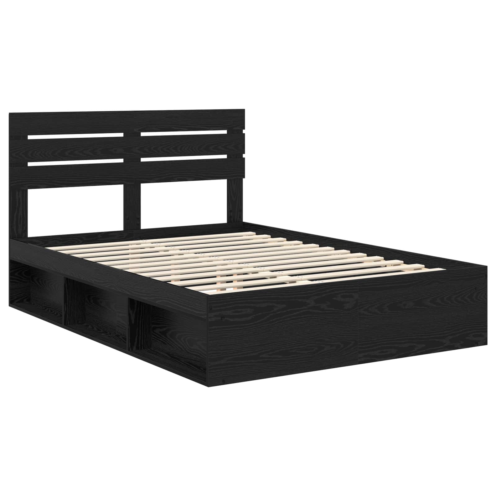 vidaXL Bed Frame with Headboard Black 160 x 200 cm Solid Pine Wood 4