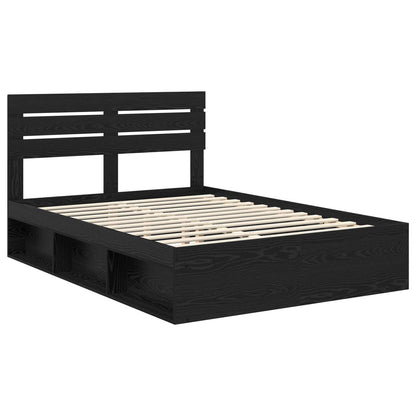 vidaXL Bed Frame with Headboard Black 160 x 200 cm Solid Pine Wood 4