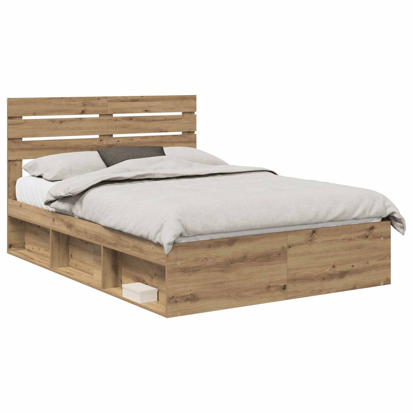 vidaXL Bed Frame Artisian Oak 140 x 190 cm Solid Pine Wood 2
