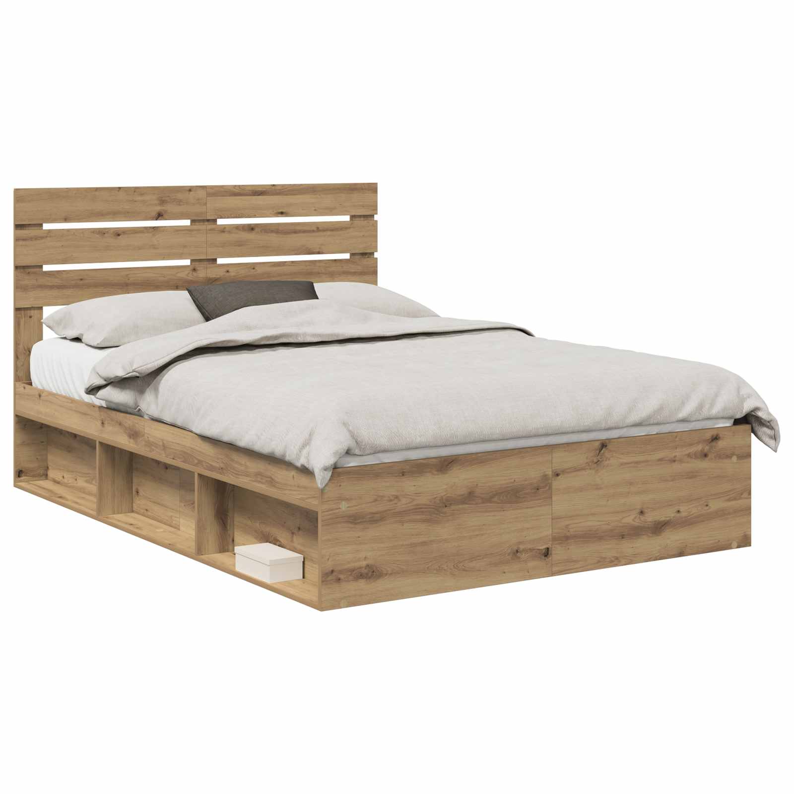 vidaXL Bed Frame Artisian Oak 140 x 190 cm Solid Pine Wood 2