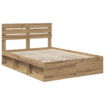 vidaXL Bed Frame Artisian Oak 140 x 190 cm Solid Pine Wood 4