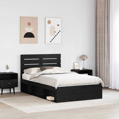 vidaXL Bed Frame with Headboard Black 120 x 200 cm Solid Pine Wood 3