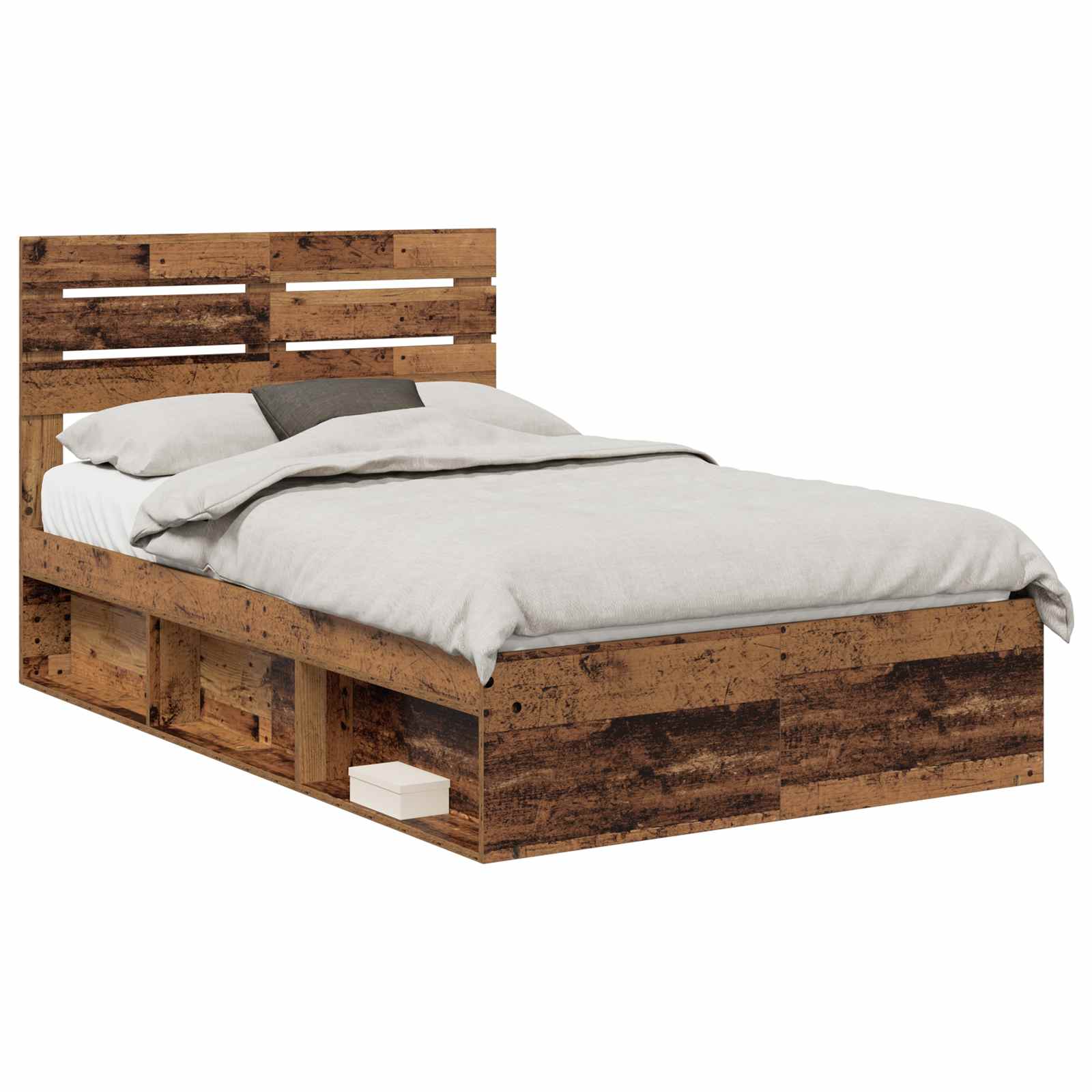 vidaXL Bed Frame with Headboard Old Wood 120 x 200 cm Solid Pine Wood 2