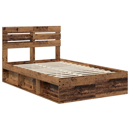 vidaXL Bed Frame with Headboard Old Wood 120 x 200 cm Solid Pine Wood 4