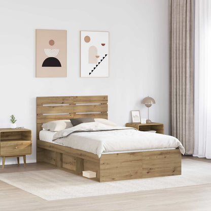 vidaXL Bed Frame Artisian Oak 120 x 200 cm Solid Pine Wood 3