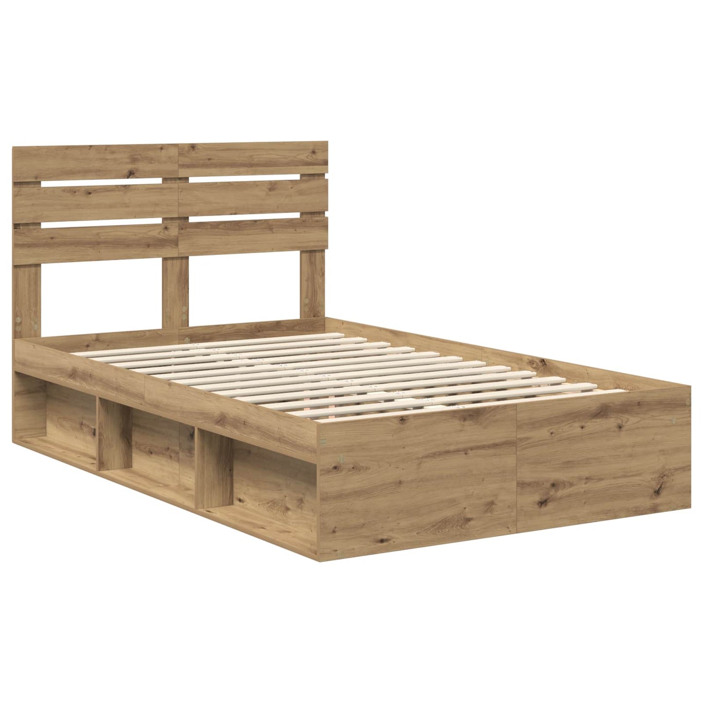 vidaXL Bed Frame Artisian Oak 120 x 200 cm Solid Pine Wood 4