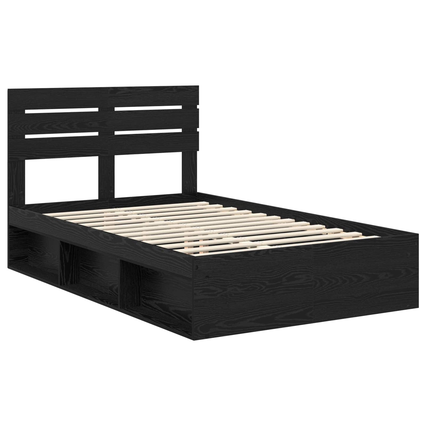 vidaXL Bed Frame with Headboard Black 120 x 190 cm Solid Pine Wood 4