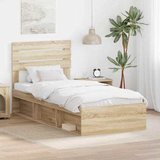 Bed Frame Solid Pine Wood Length 200 cm Sonoma Oak 100 cm