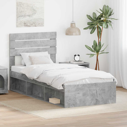 Bed Frame Solid Pine Wood Length 200 cm Concrete Grey 100 cm
