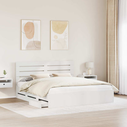 vidaXL Bed Frame with Drawer White 200 x 200 cm Engineer Wood 3
