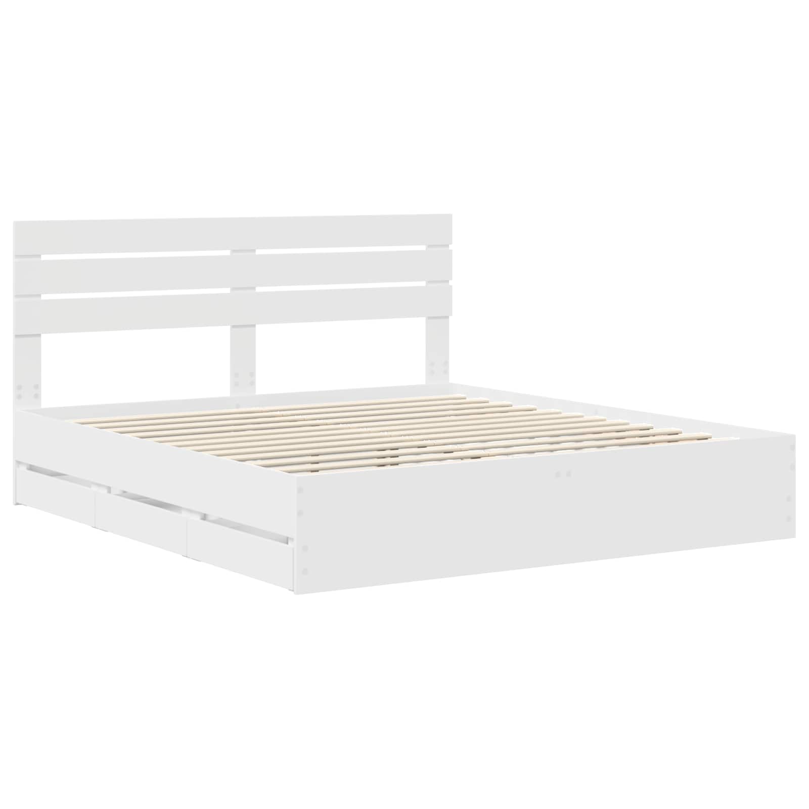 vidaXL Bed Frame with Drawer White 200 x 200 cm Engineer Wood 4