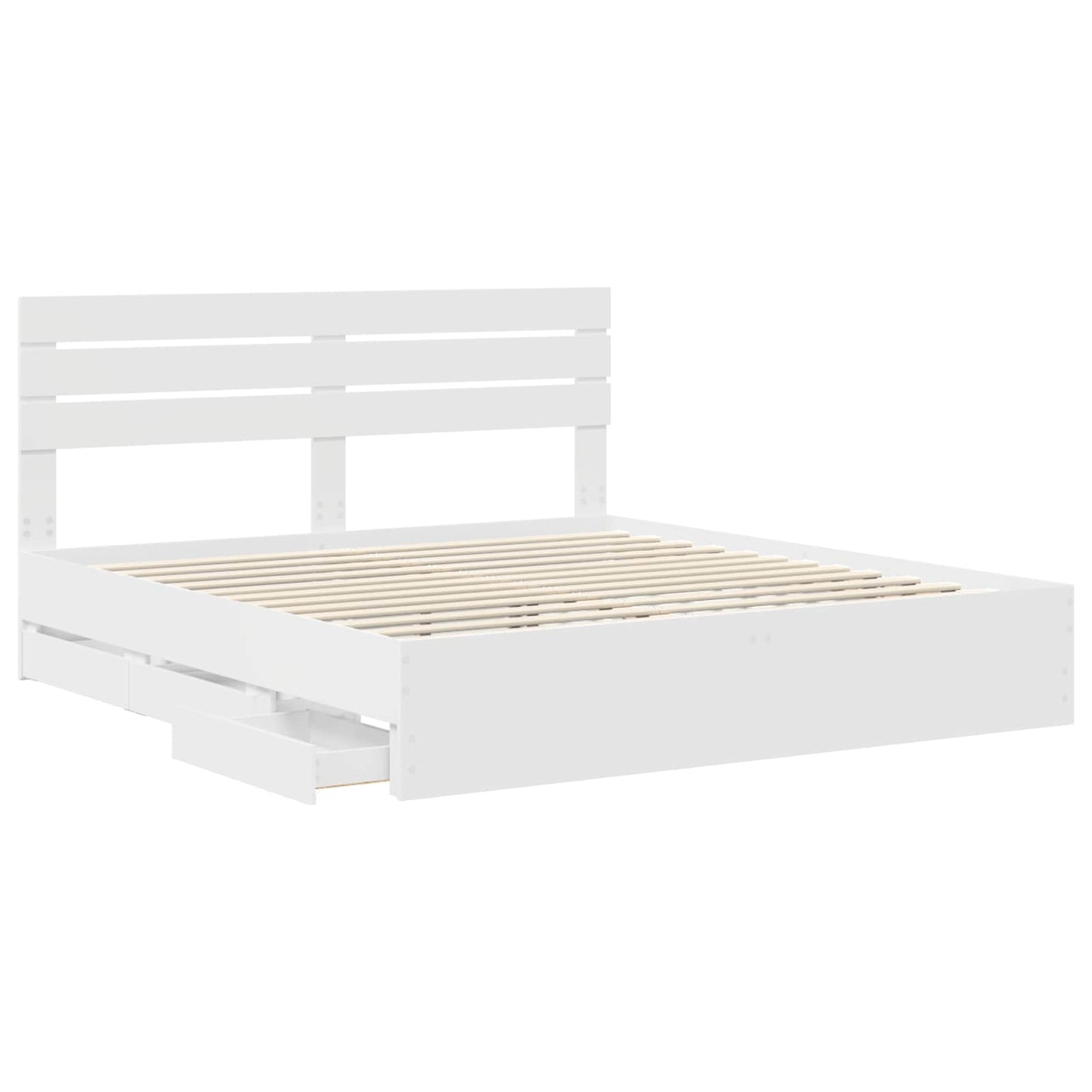 vidaXL Bed Frame with Drawer White 200 x 200 cm Engineer Wood 5