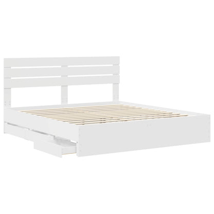 vidaXL Bed Frame with Drawer White 200 x 200 cm Engineer Wood 5