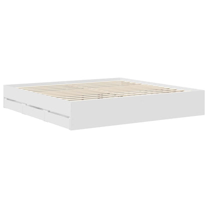 vidaXL Bed Frame with Drawer White 200 x 200 cm Engineer Wood 6
