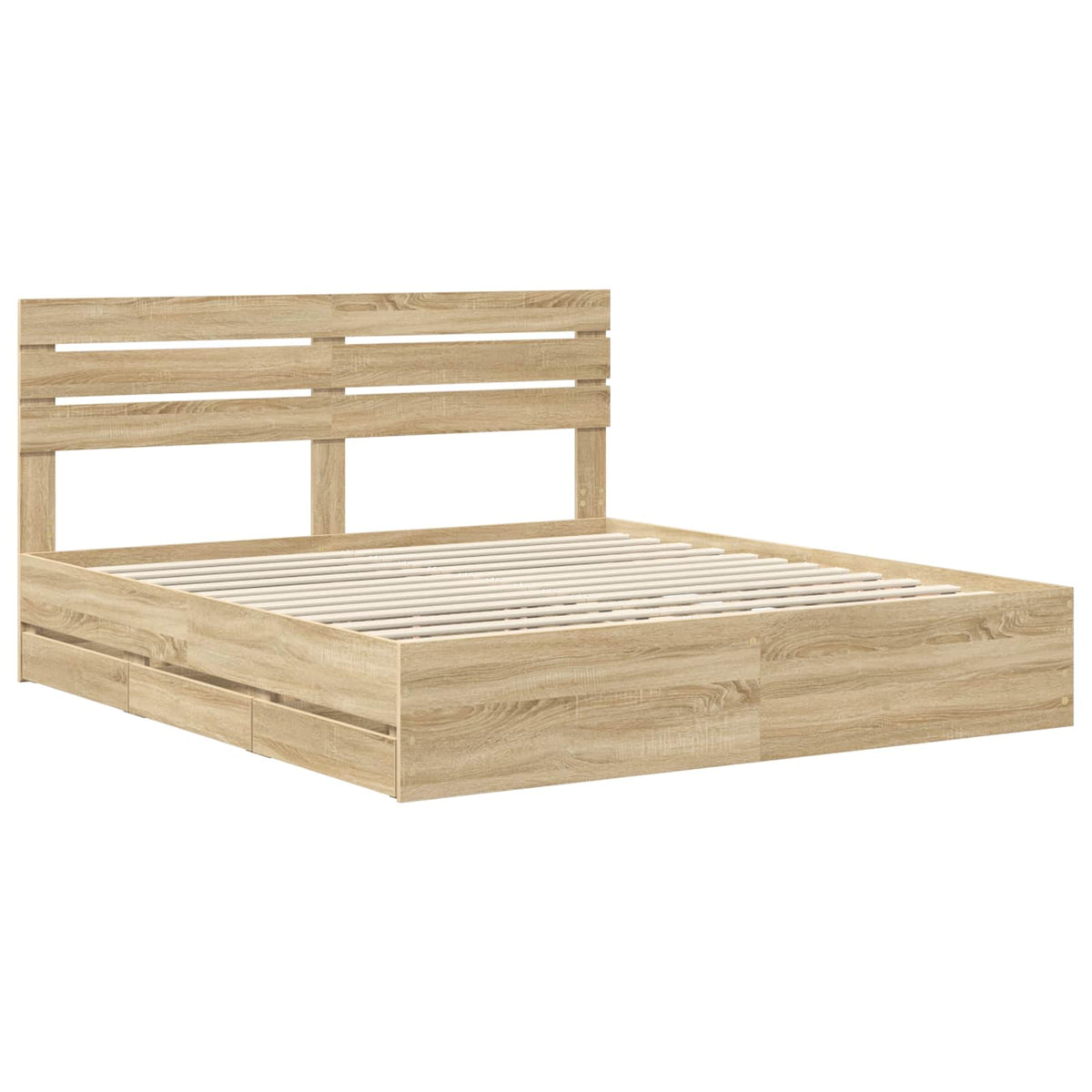 vidaXL Bed Frame with Drawer Sonoma Oak 200 x 200 cm Engineer Wood 4