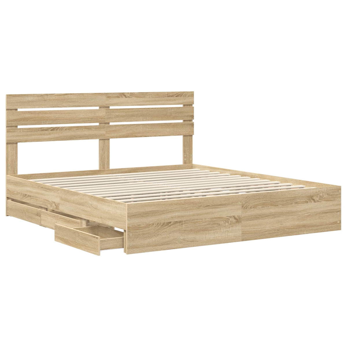 vidaXL Bed Frame with Drawer Sonoma Oak 200 x 200 cm Engineer Wood 5