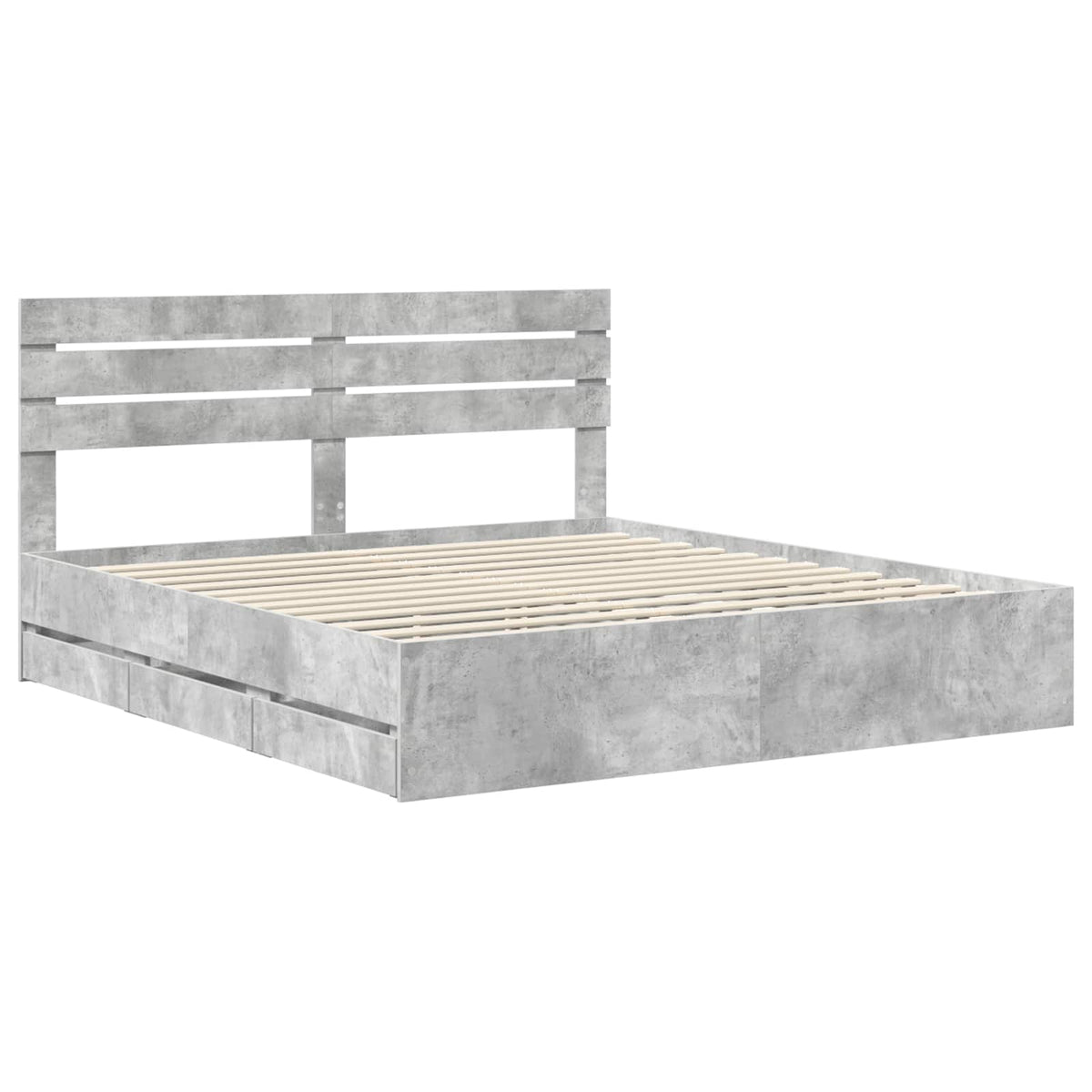 Bed Frame with Drawer Engineer Wood Length 200 cm Concrete Grey 200 cm