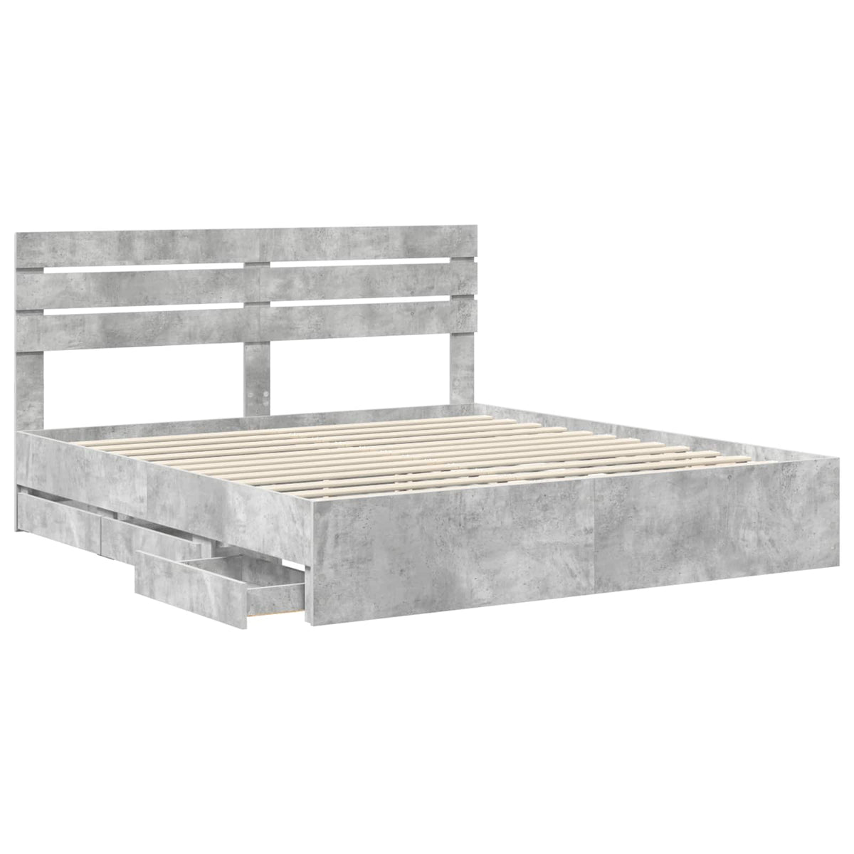 vidaXL Bed Frame with Drawer Concrete Grey 200 x 200 cm Engineer Wood 5