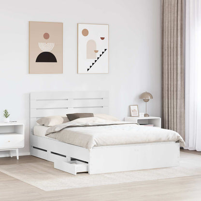 Bed Frame with Drawer Engineer Wood Length 200 cm White 160 cm