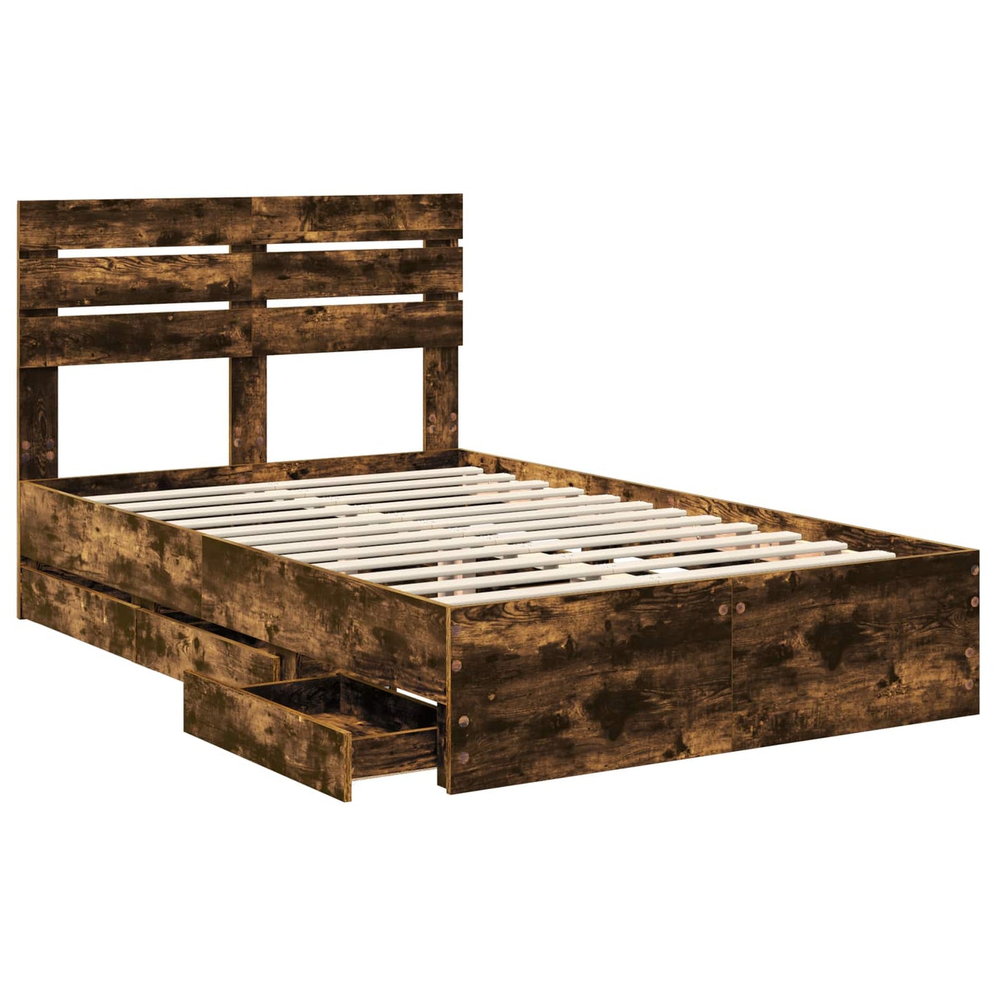 vidaXL Bed Frame with Drawer Smoked Oak 120 x 200 cm Engineer Wood 5