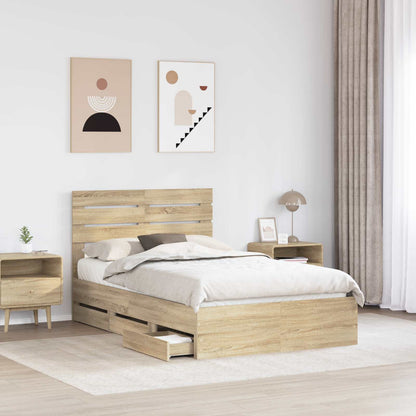 vidaXL Bed Frame with Drawer Sonoma Oak 120 x 190 cm Engineer Wood 3