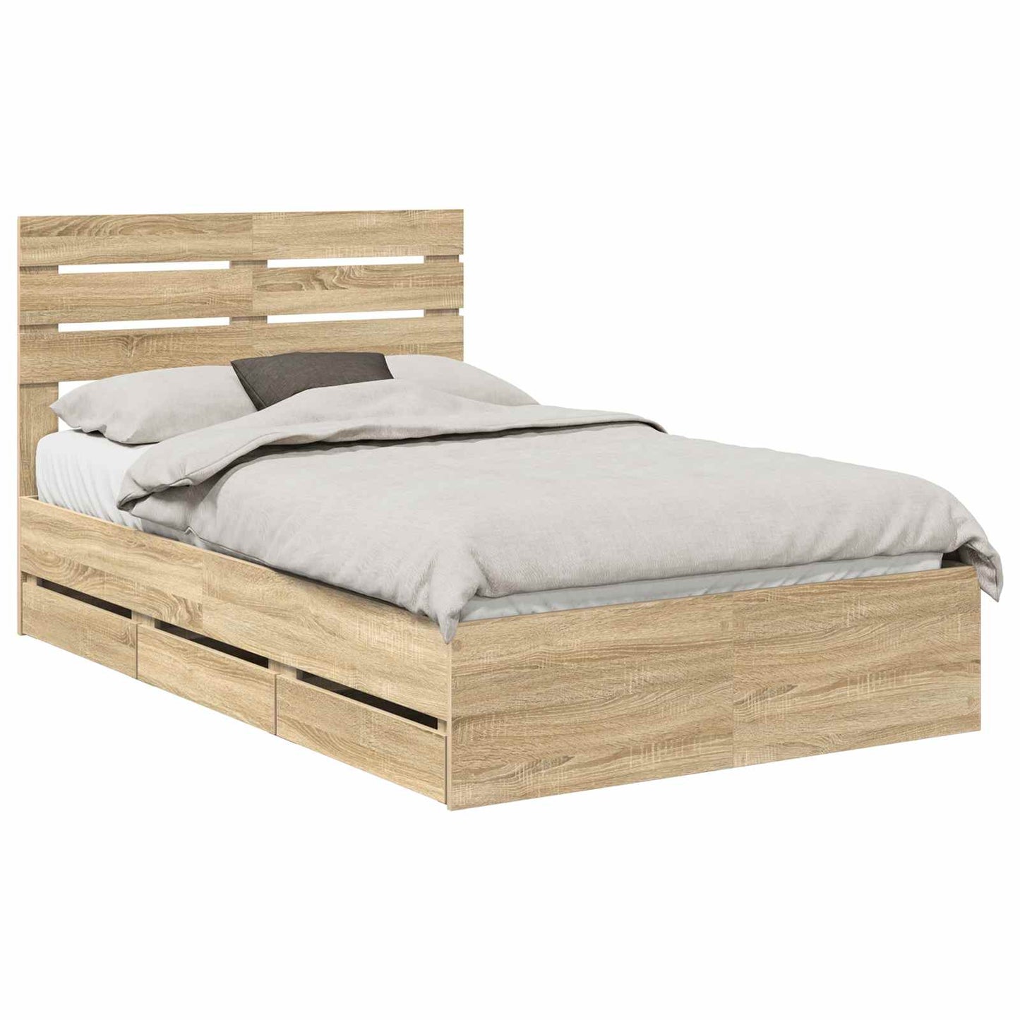 vidaXL Bed Frame with Drawer Sonoma Oak 120 x 190 cm Engineer Wood 2