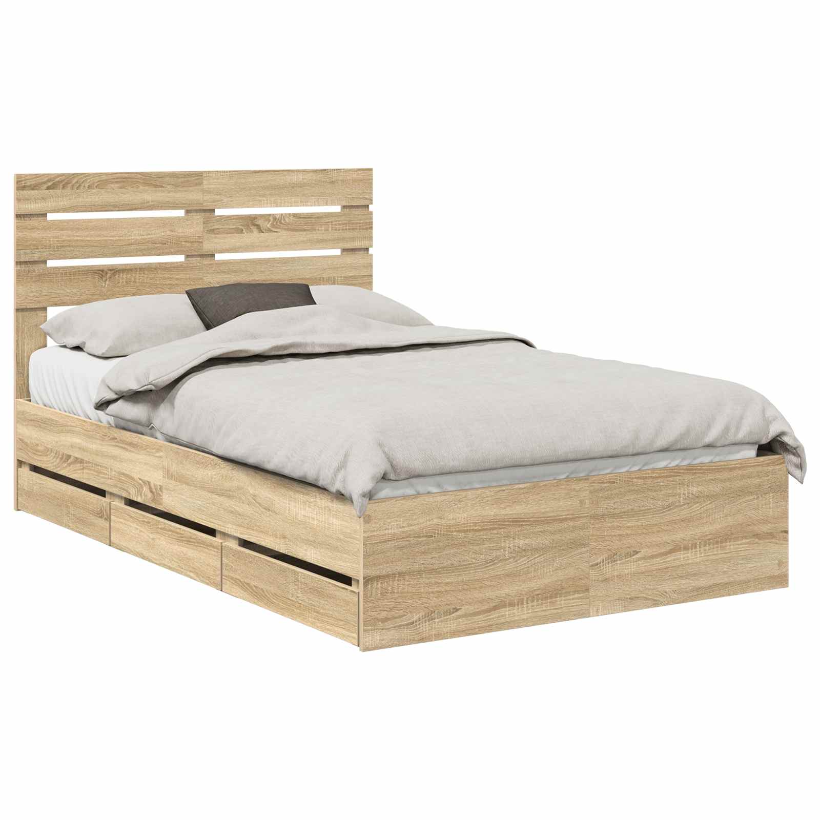 vidaXL Bed Frame with Drawer Sonoma Oak 120 x 190 cm Engineer Wood 2