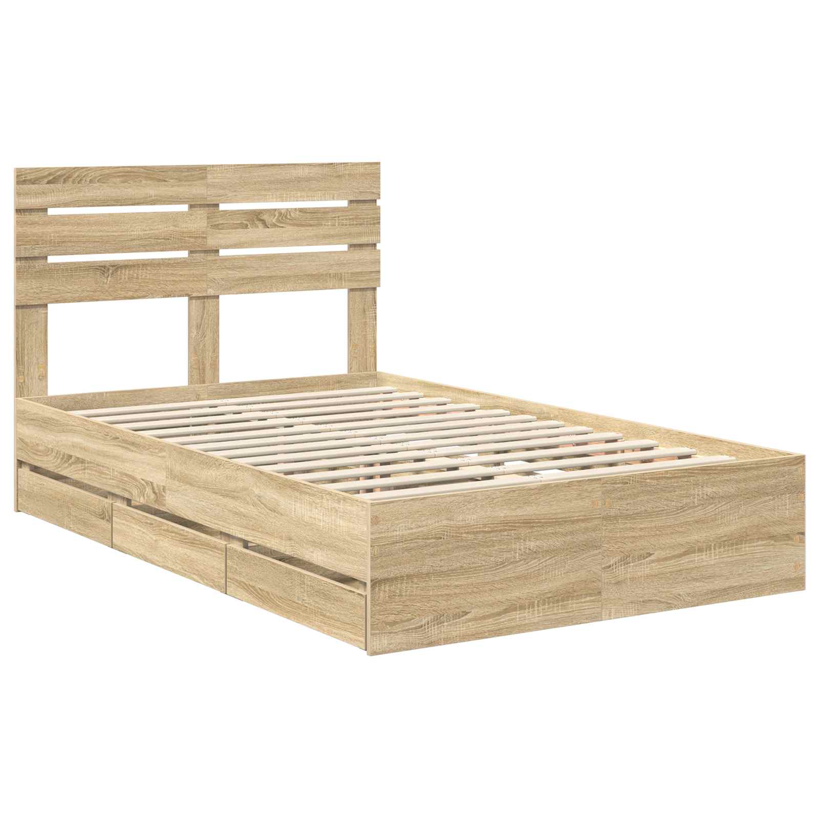 vidaXL Bed Frame with Drawer Sonoma Oak 120 x 190 cm Engineer Wood 4