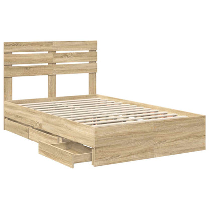 vidaXL Bed Frame with Drawer Sonoma Oak 120 x 190 cm Engineer Wood 5