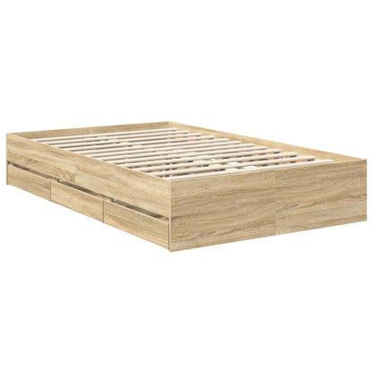 vidaXL Bed Frame with Drawer Sonoma Oak 120 x 190 cm Engineer Wood 6