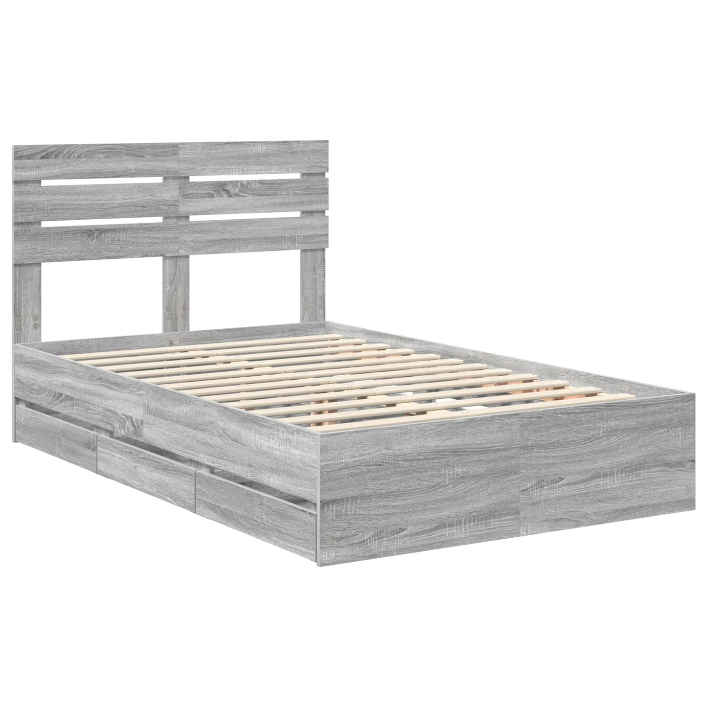 vidaXL Bed Frame with Drawer Grey Sonoma 120 x 190 cm Engineer Wood 4